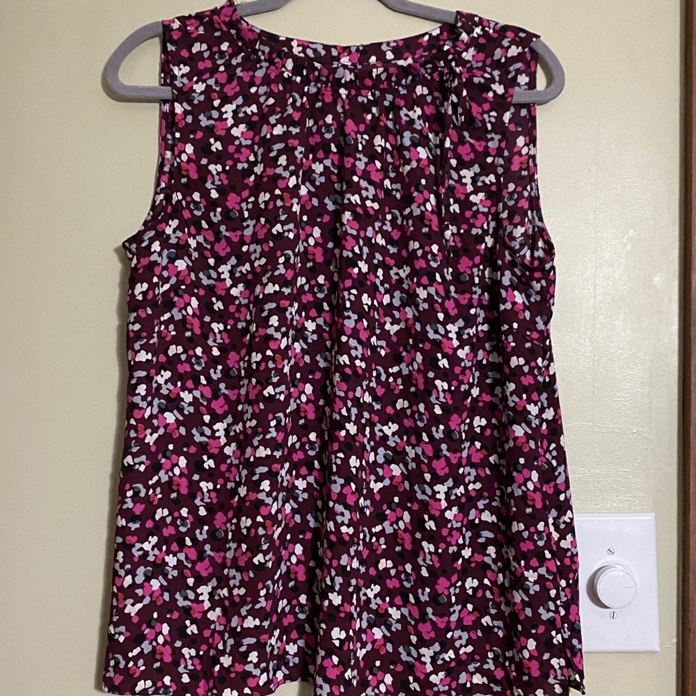 Talbots Pink and Burgundy Floral Blouse